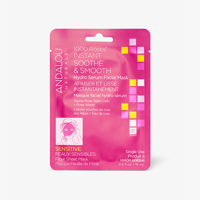 Andalou 1000 Roses Instant Sooth and Smooth Facial Mask Single Use  1sheet