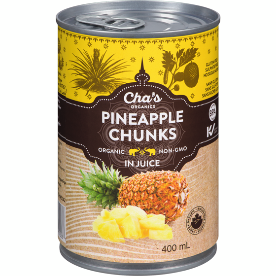 Cha's Organic Pineapple Chunks in Juice 400ml