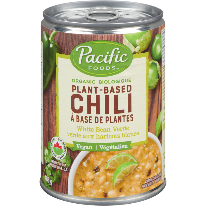 Pacific Foods Organic Plant-Based Chili, White Bean Verde 468g