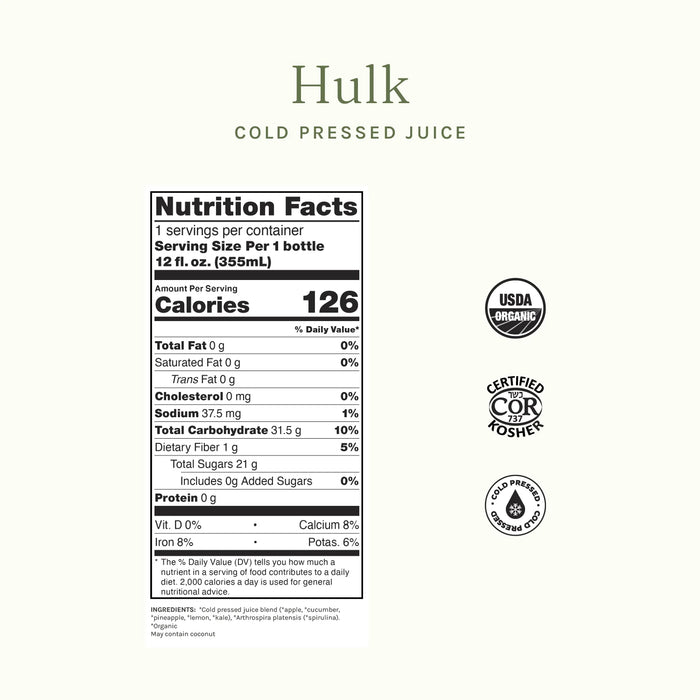 Pulp&Press Hulk Cold Pressed Organic Juice 355ml