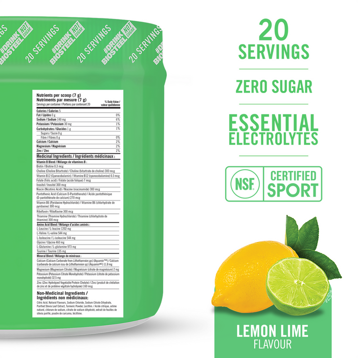 BioSteel Hydration Powder Mix Lemon-Lime Flavour 140g