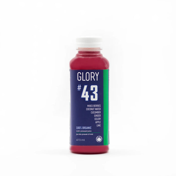 Glory Juice #43 Mixed Berries, Coconut Water, Cucumber, Ginger, Celery, Apple, Lime 355ml