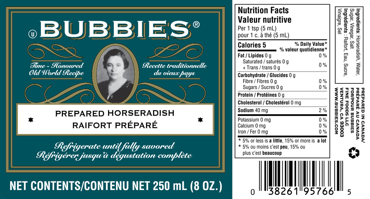 Bubbies Prepared Horseradish 250ml