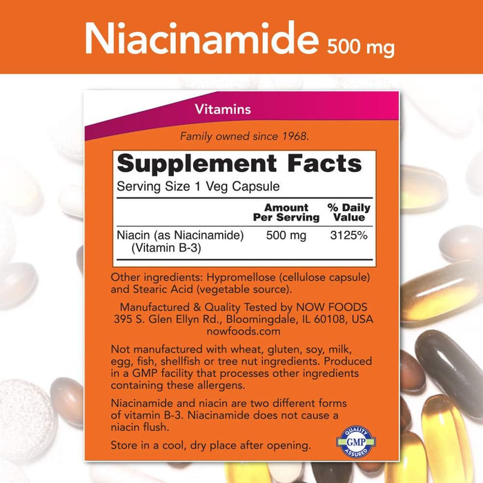 Now 500mg Niacinamide (Flush-free Vitamin B3) - 100 veg. capsules 100 vcaps