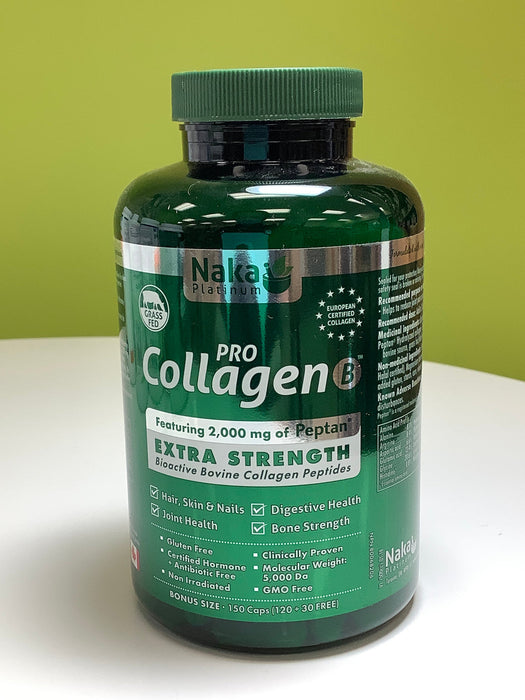 Naka Bovine Collagen Pro Extra Strength - Hair, Skin & Nails, Digestive Health, Joint Health, Bone Strength. 150vegicapsbonus