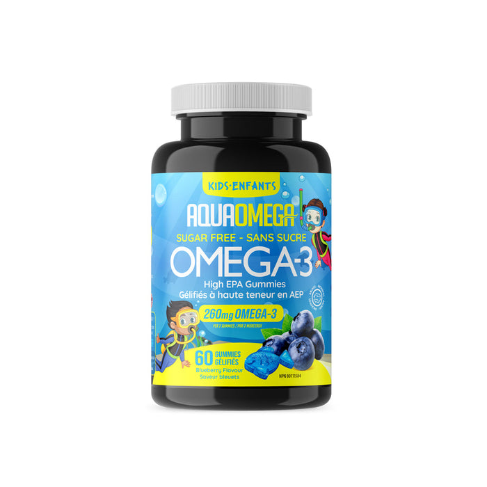 Aqua Omega Kids Omega-3 High EPA Gummies (Orange Flavour) Sugar & Gelatin Free 60gummies