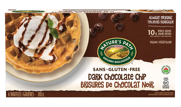 Nature's Path Gluten Free Dark Chocolate Chip Vegan Whole Grain Waffles 210g