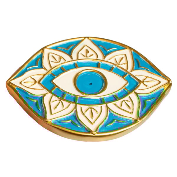 Nature's Expression Incense Holder Eye Gold White and Blue