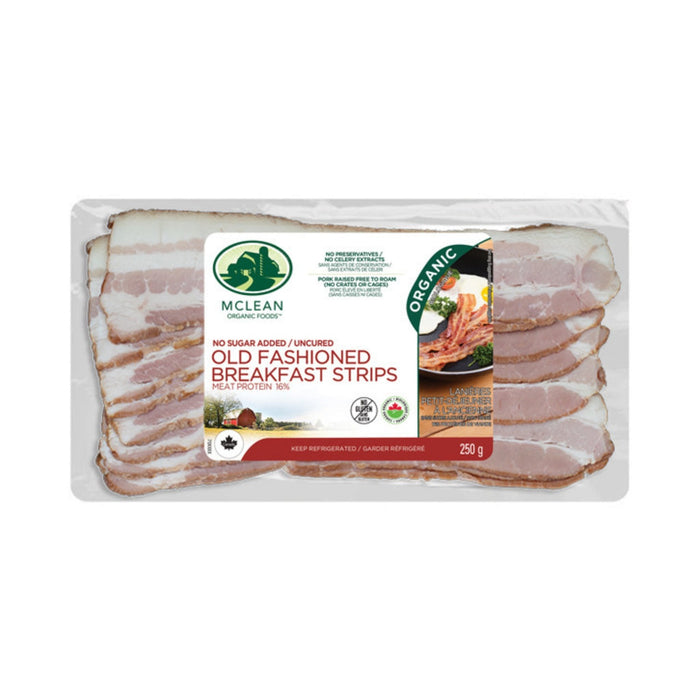 Mclean Organic Old Fashioned Breakfast Strips Meat Protein 16% 250g