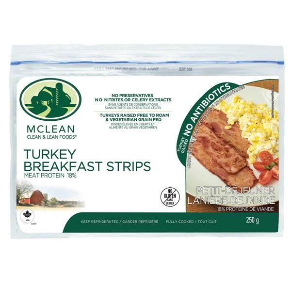 Mclean Turkey Breakfast Strips Meat Protein 18% 250g