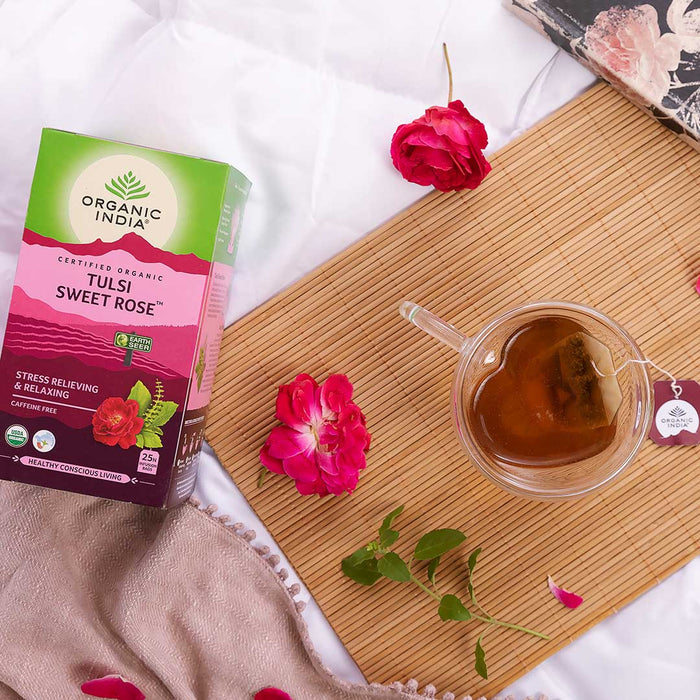 Organic India Organic Tulsi Sweet Rose Caffeine Free Herbal Tea 25bags