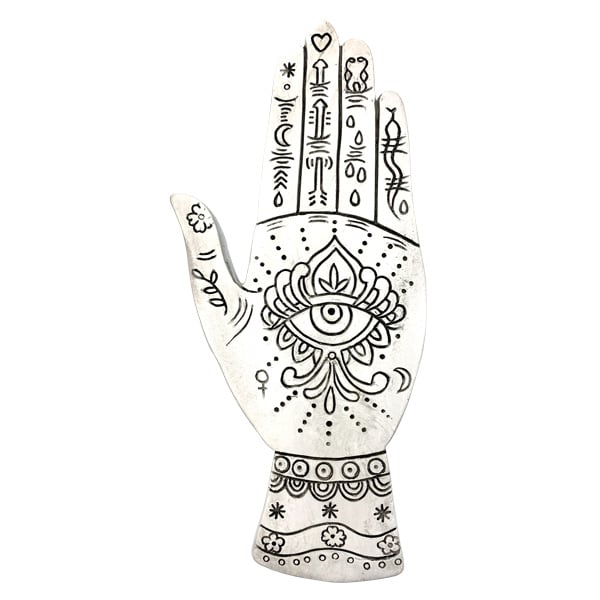 Nature's Expression Incense Holder Hand with Eye Black and White