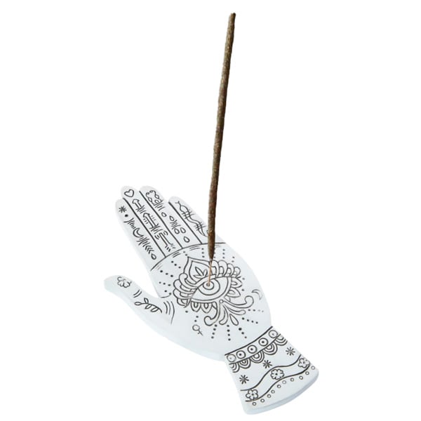 Nature's Expression Incense Holder Hand with Eye Black and White