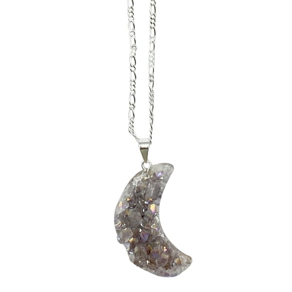 Nature's Expression Zenature Moon Necklace Amethyst with Angel Aura