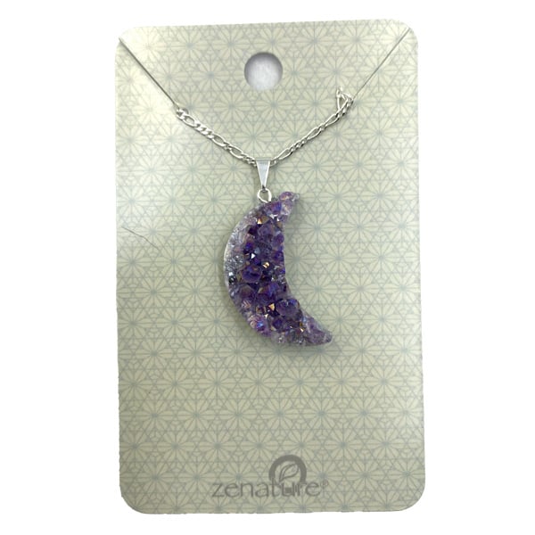 Nature's Expression Zenature Moon Necklace Amethyst with Angel Aura