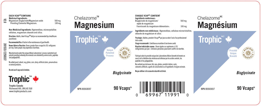 Trophic Magnesium Chelazome - Helps to maintain proper muscle function 180 Caps