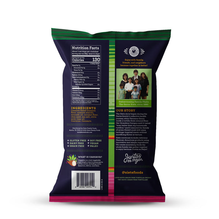 Siete Grain Free, Diary Free, Gluten Free Tortilla Chips, Lime 142g