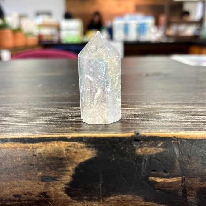 Polished Point - Laser Angel Aura Clear Quartz